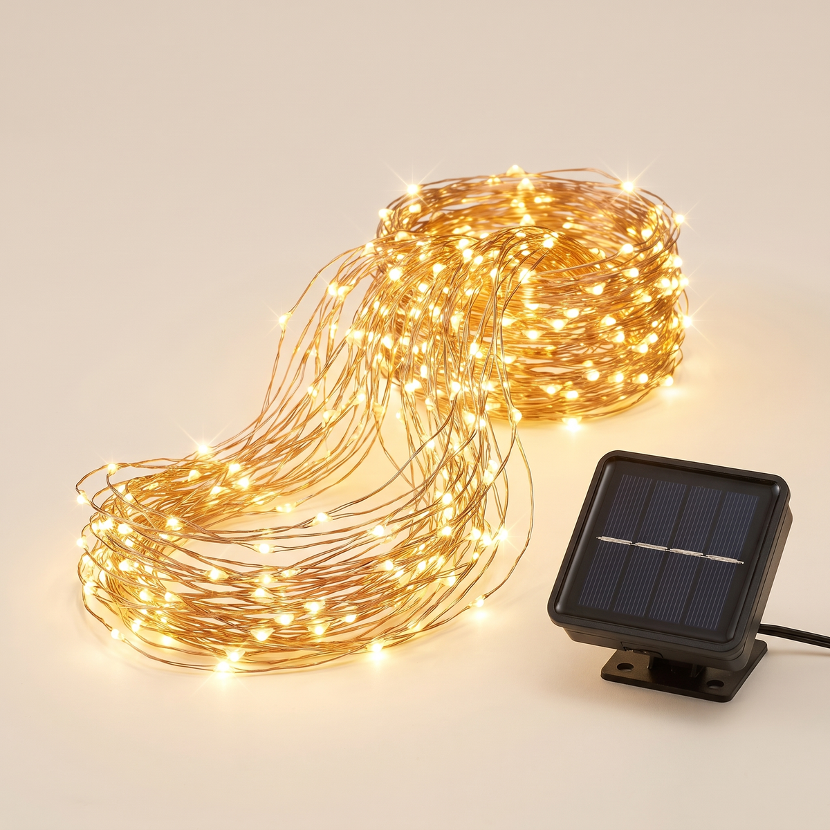 Warm White Solar LED Fairy Christmas Lights – 39.9m, 500 LED – studio view