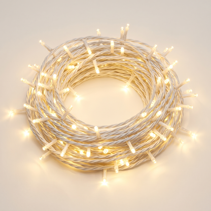 Warm White Fairy Christmas Lights, White Cable – 40m, 400 LED – studio view
