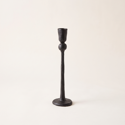 Matte Black Forged Iron Taper Candle Holder – Small, 24cm – studio view