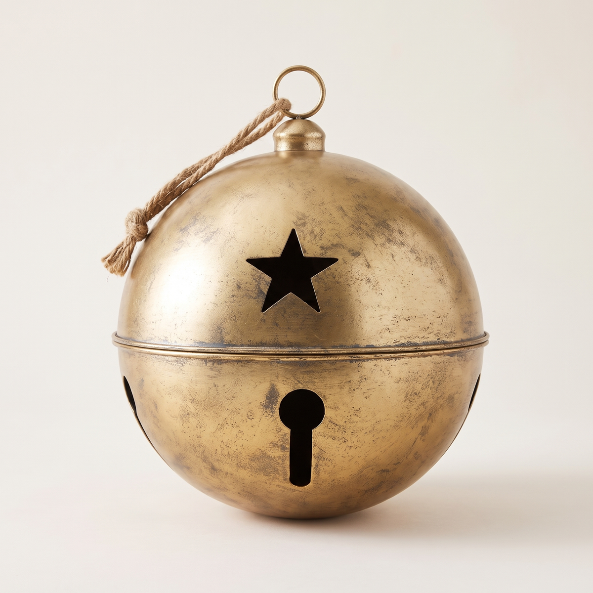 Distressed Gold Star Bell Christmas Ornament – 35cm – studio view