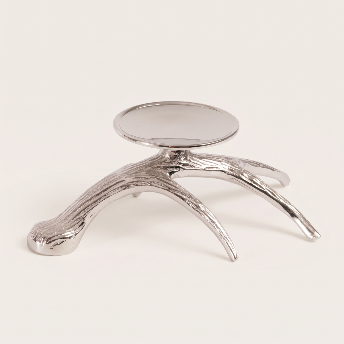 Silver Antler Horn Metal Candle Holder – studio view