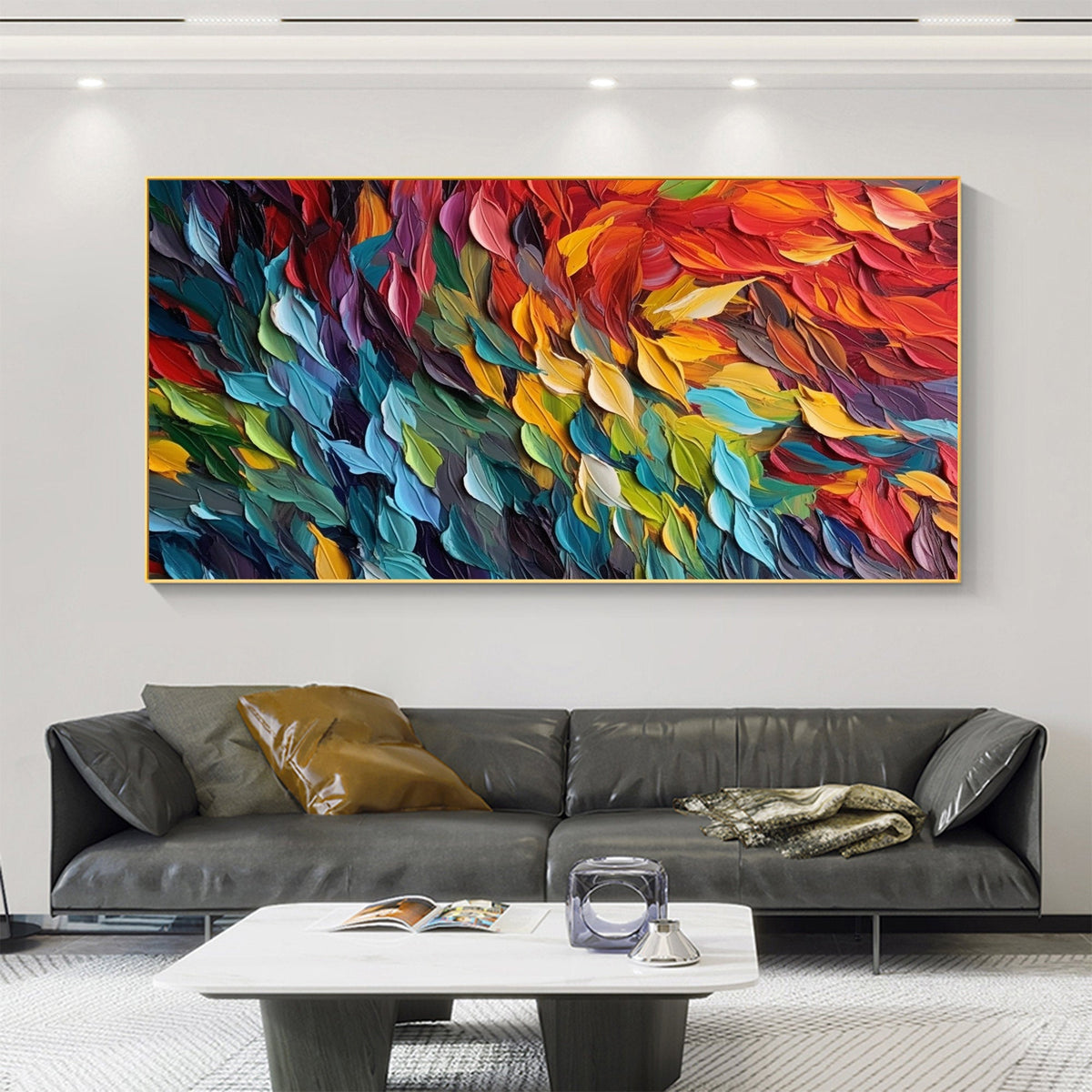 Textured Leaf Canvas Painting