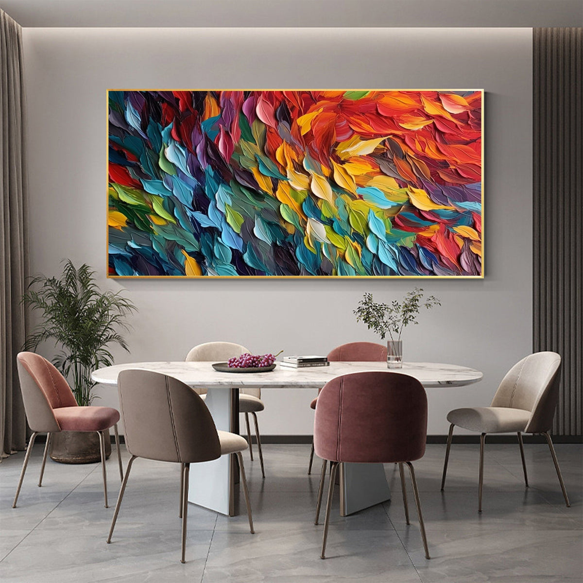 Textured Leaf Canvas Painting
