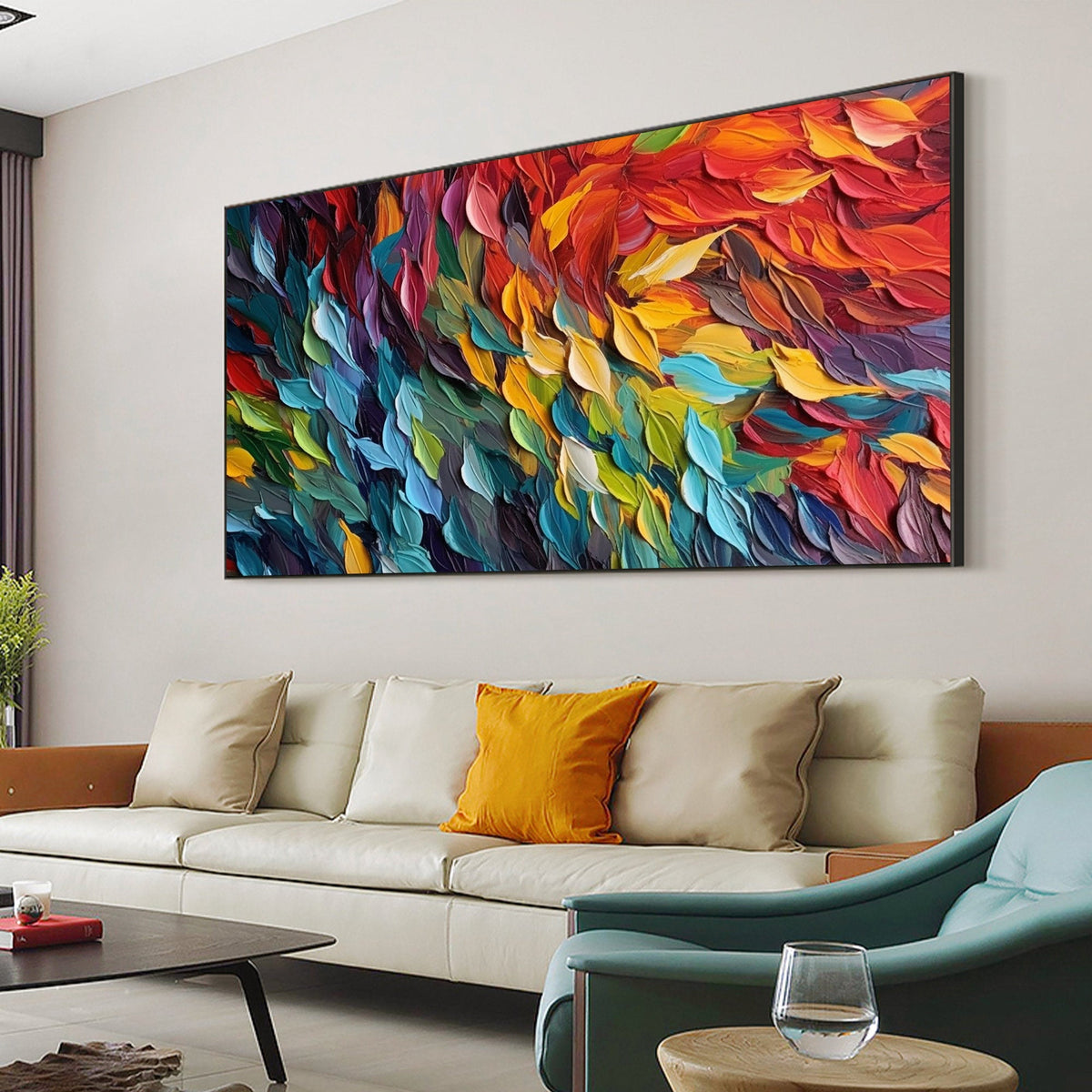 Textured Leaf Canvas Painting