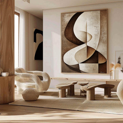 Sculpted Geometric Canvas Painting