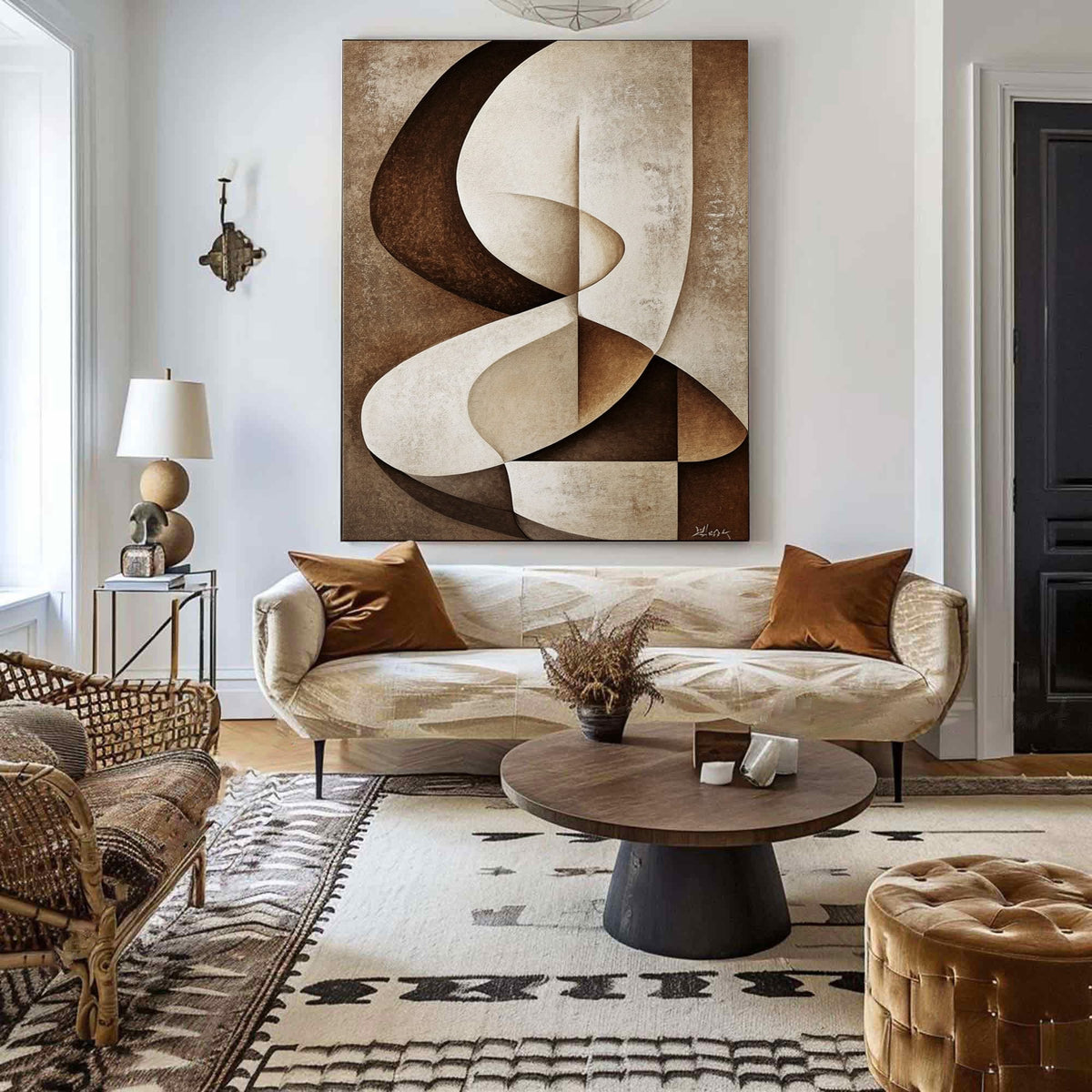 Sculpted Geometric Canvas Painting