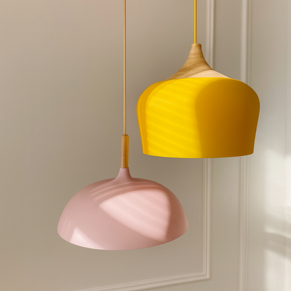Modern Pastel Wood Accent Pendant Light
