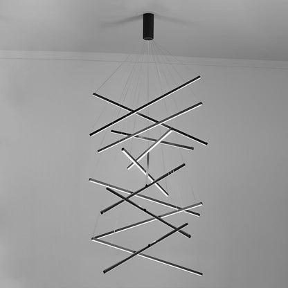 Minimalist Strip Stepless Dimming LED Black Modern Chandelier