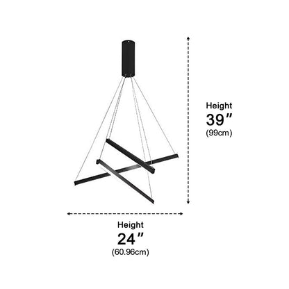 Minimalist Strip Stepless Dimming LED Black Modern Chandelier