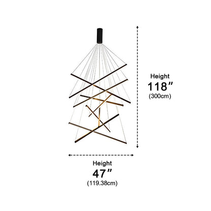 Minimalist Strip Stepless Dimming LED Black Modern Chandelier