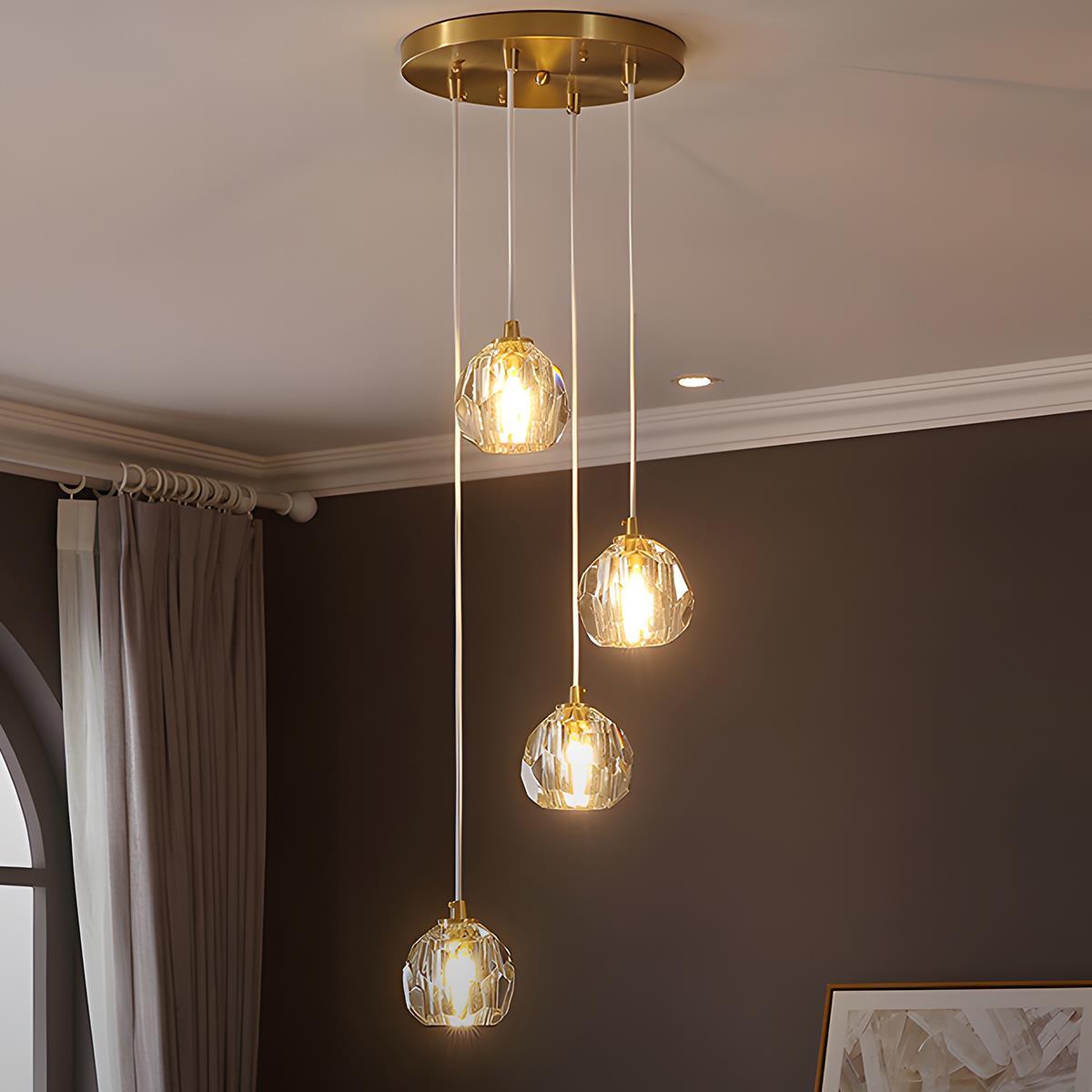 Modern Luxury Brass Crystal Pendant Lights