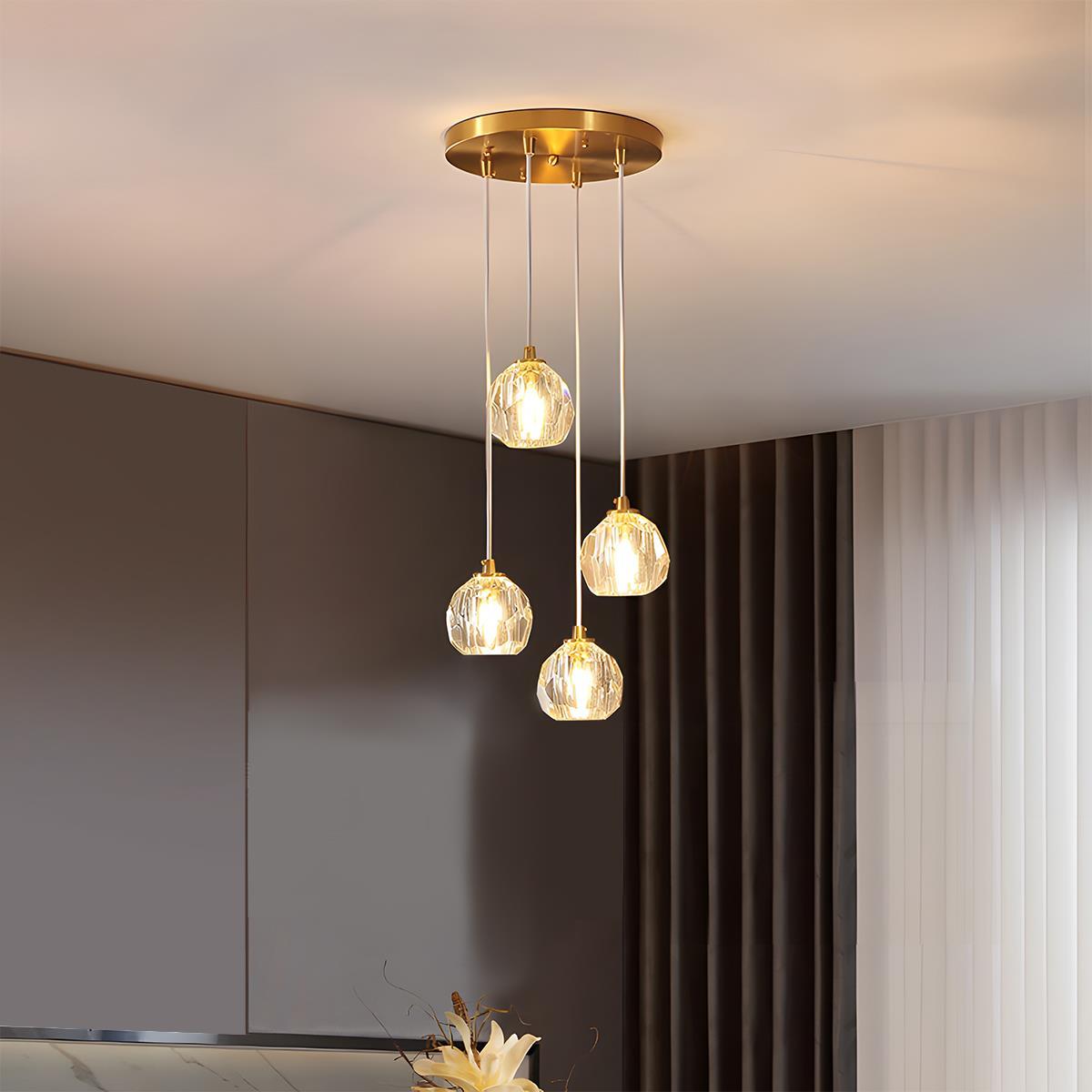 Modern Luxury Brass Crystal Pendant Lights