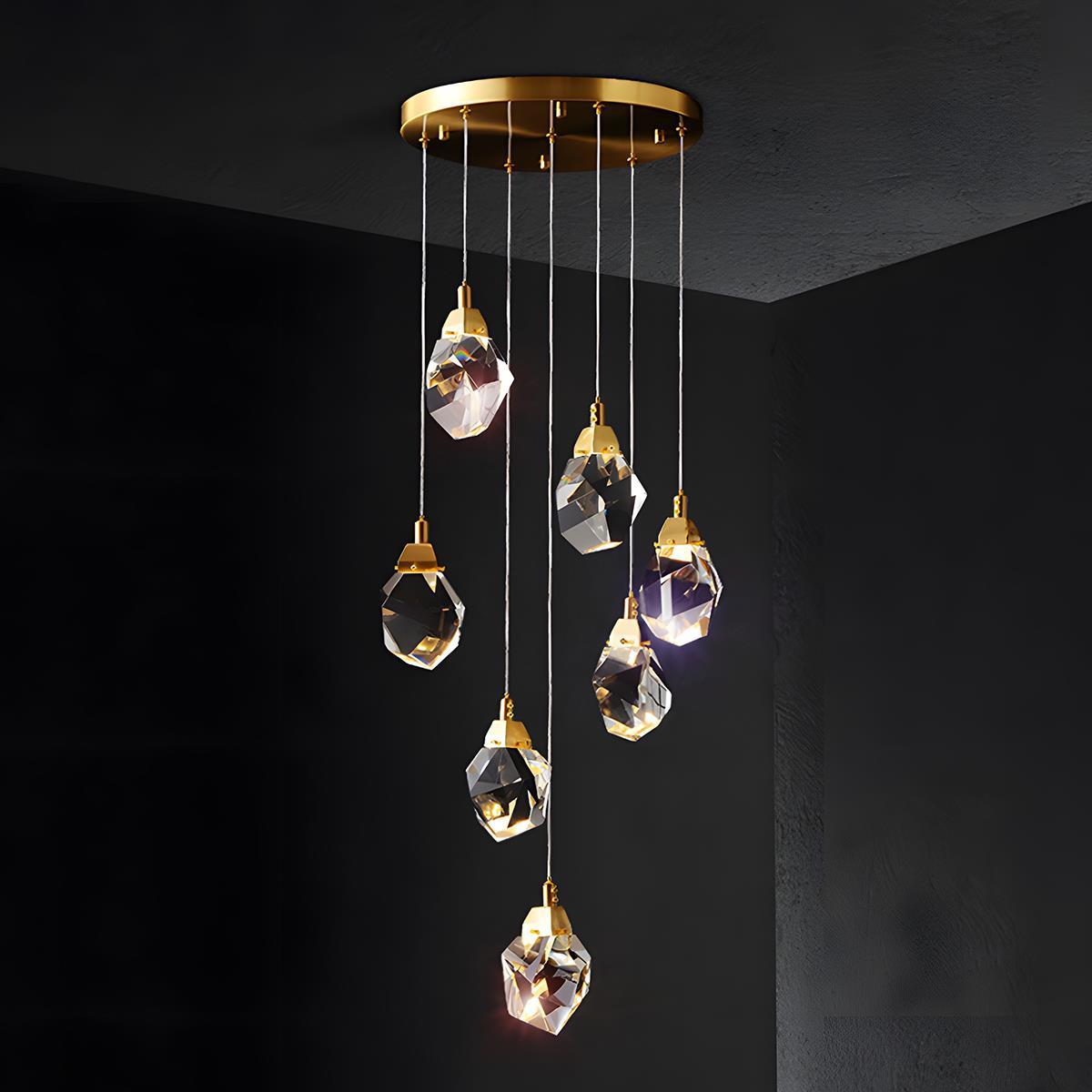 Modern Luxury Brass Crystal Pendant Lights