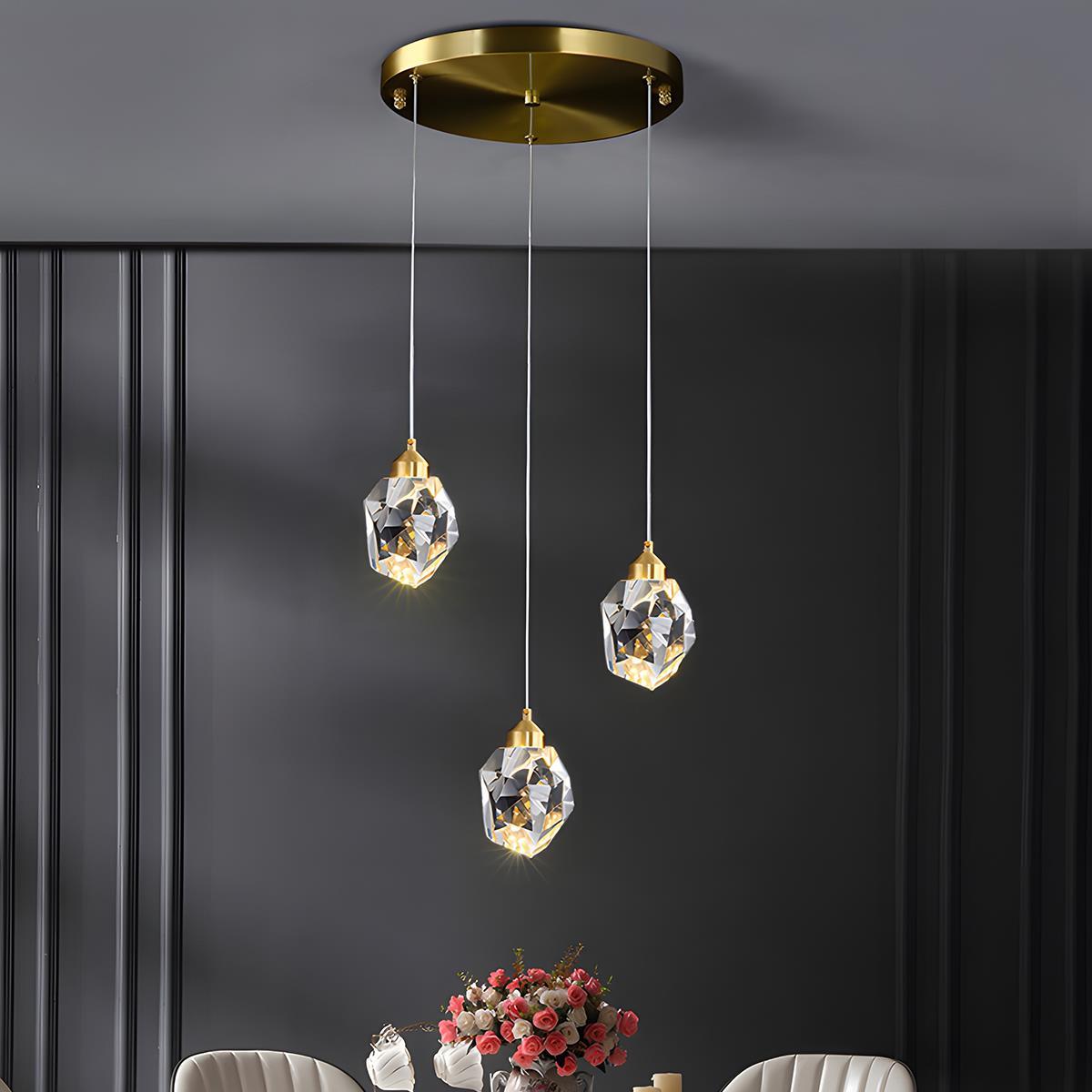 Modern Luxury Brass Crystal Pendant Lights