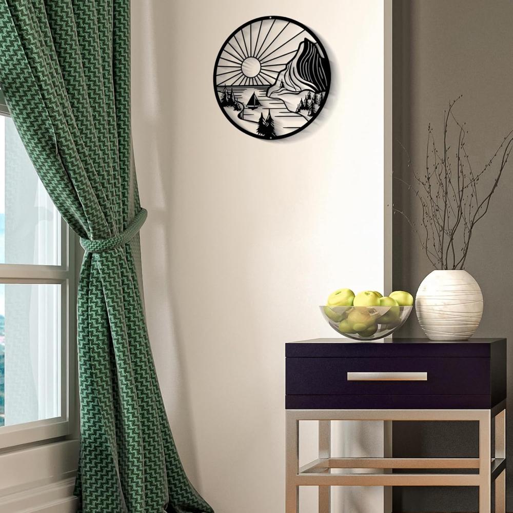 Round Mountain Landscape Metal Wall Art