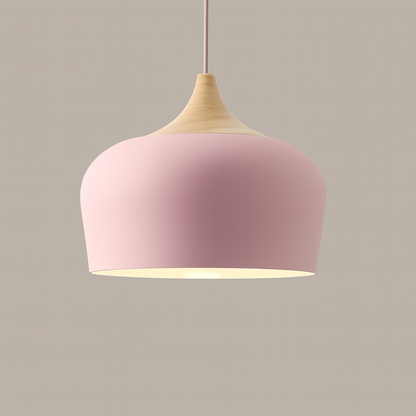 Modern Pastel Wood Accent Pendant Light