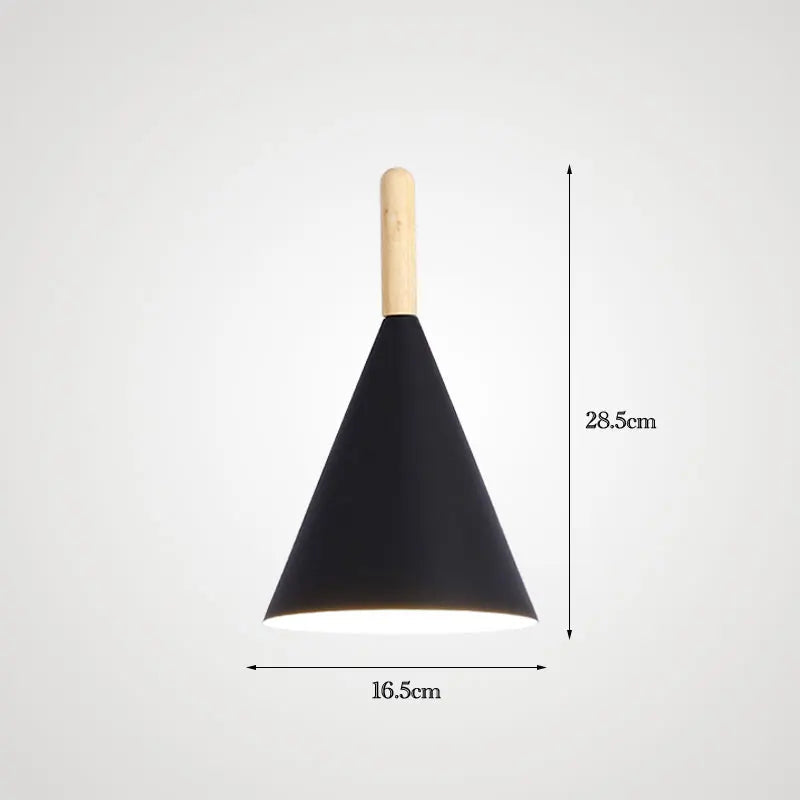 Nordora Black Cone Pendant Light with Wooden Top