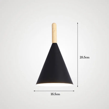 Nordora Black Cone Pendant Light with Wooden Top