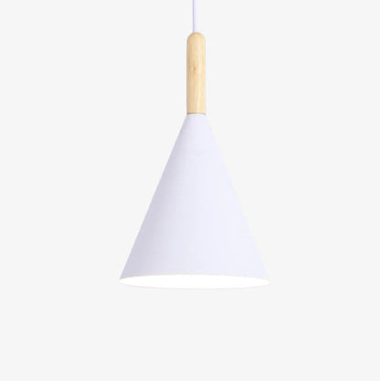 Nordora Black Cone Pendant Light with Wooden Top