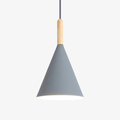 Nordora Black Cone Pendant Light with Wooden Top