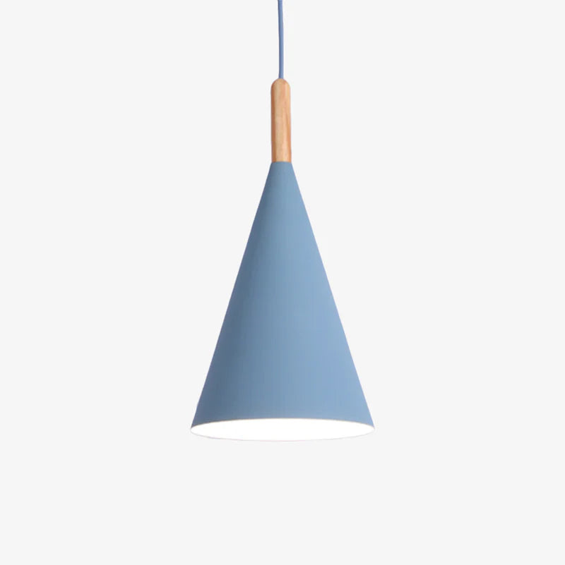 Nordora Black Cone Pendant Light with Wooden Top