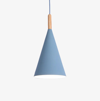 Nordora Black Cone Pendant Light with Wooden Top